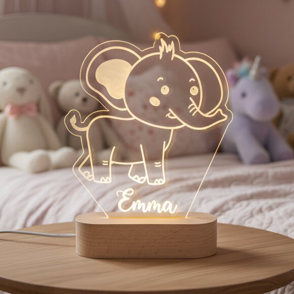 Elephant Custom Name Light • Personalized LED Cloud Decor • Baby Gift - Picture 8 of 8